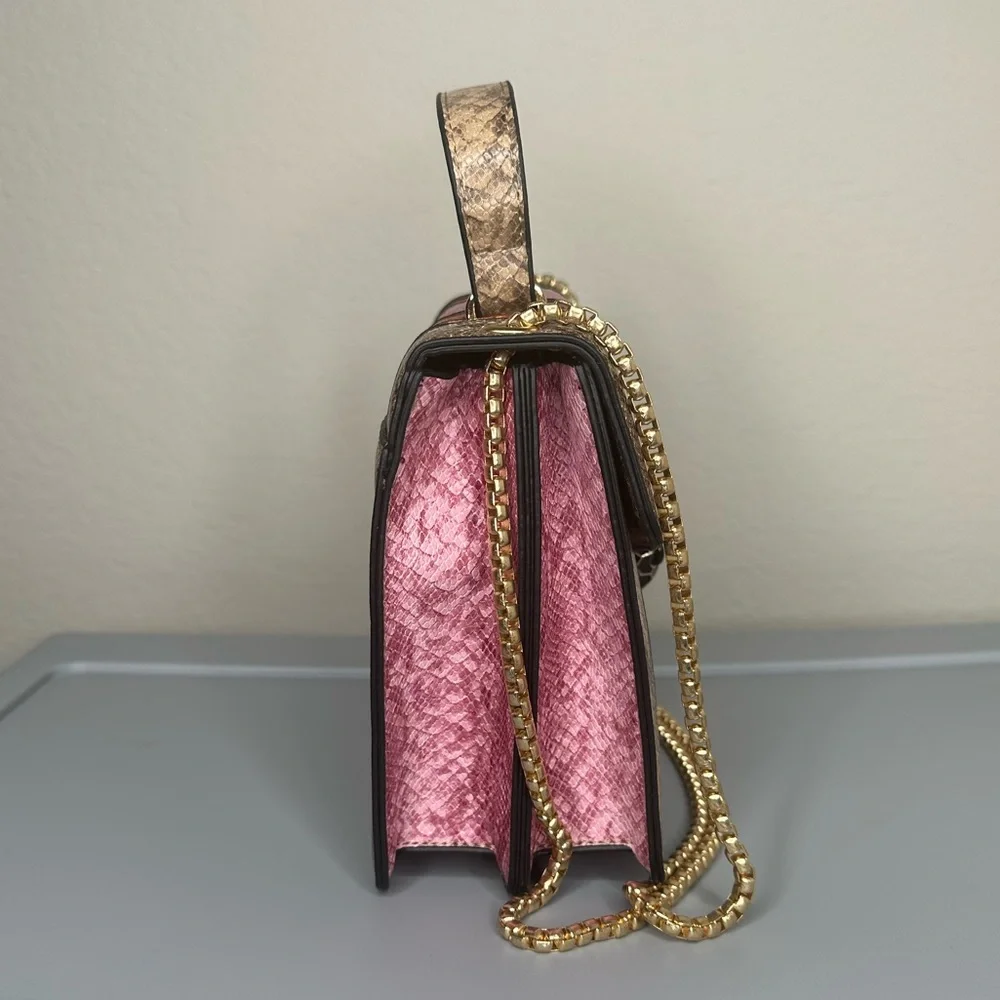 Three Tone Snake Pattern Purse (Orange, Brown, Pink) - Picture 3 of 6